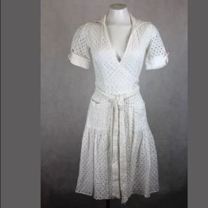 DVF Bellette Eyelet Wrap Shirt Dress 100% Cotton